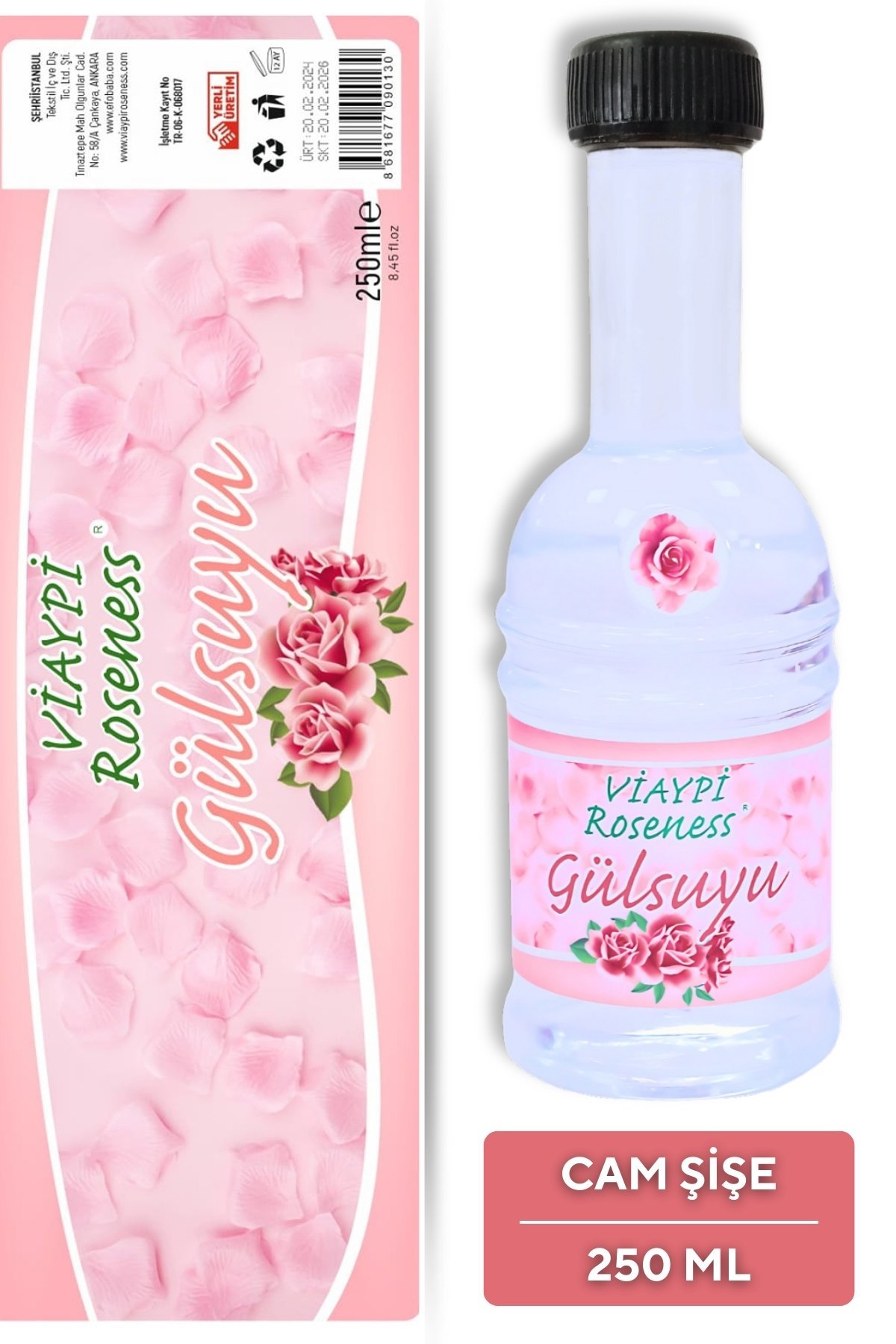 VİAYPİ Roseness – Doğal ve Katkısız Gül Suyu / 250ml