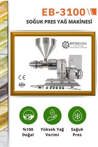 EB-3100 Soğuk Pres Yağ Makinesi (380V Trifaze – Ağır Hizmet Sanayi Tip)EB-3100 Soğuk Pres Yağ Makinesi (380V Trifaze – Ağır Hizmet Sanayi Tipi)