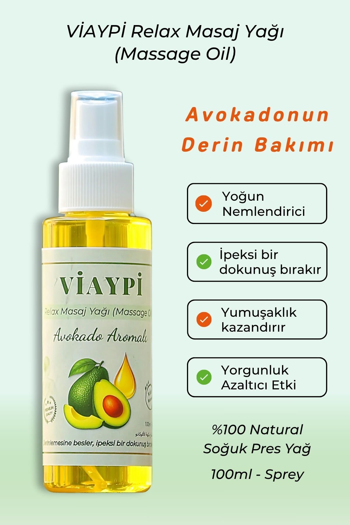 VİAYPİ Relax Masaj Yağı – Avokado Aromalı / 100ml Sprey