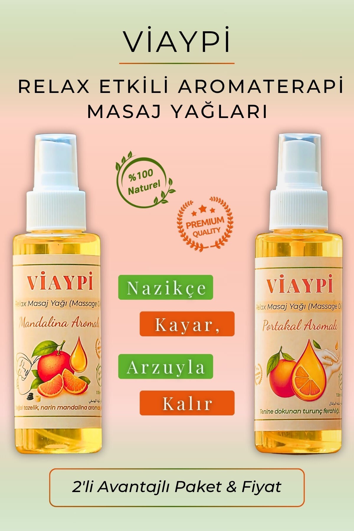 VİAYPİ Çifte Ferahlık Seti – Portakal & Mandalina Aromalı Masaj Yağları