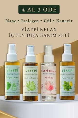 VİAYPİ Relax İçten Dışa Bakım Seti (Nane • Fesleğen • Gül • Kenevir) – 4 Al 3 Öde