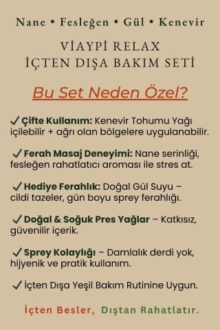 VİAYPİ Relax İçten Dışa Bakım Seti (Nane • Fesleğen • Gül • Kenevir) – 4 Al 3 Öde