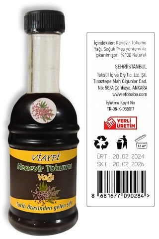 VİAYPİ Soğuk Preslenmiş Kenevir Tohumu Yağı / 250ml