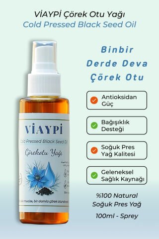 VİAYPİ Soğuk Preslenmiş Çörekotu Yağı / 100ml Sprey