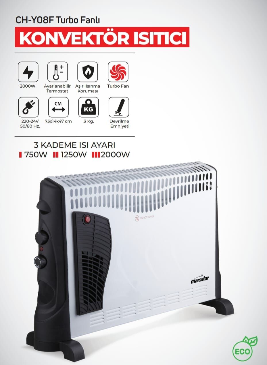 Marsstar CH-Y08F Turbo Fanlı Elektrikli Konvektör Isıtıcı 2000W